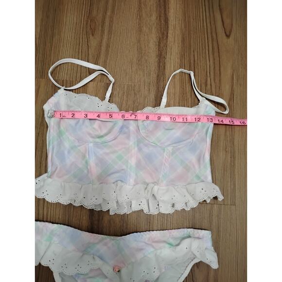 Sabrina By Mervene Ok Intimates 90' Corset Set Multicolor Gingham L/M - Picture 7 of 15